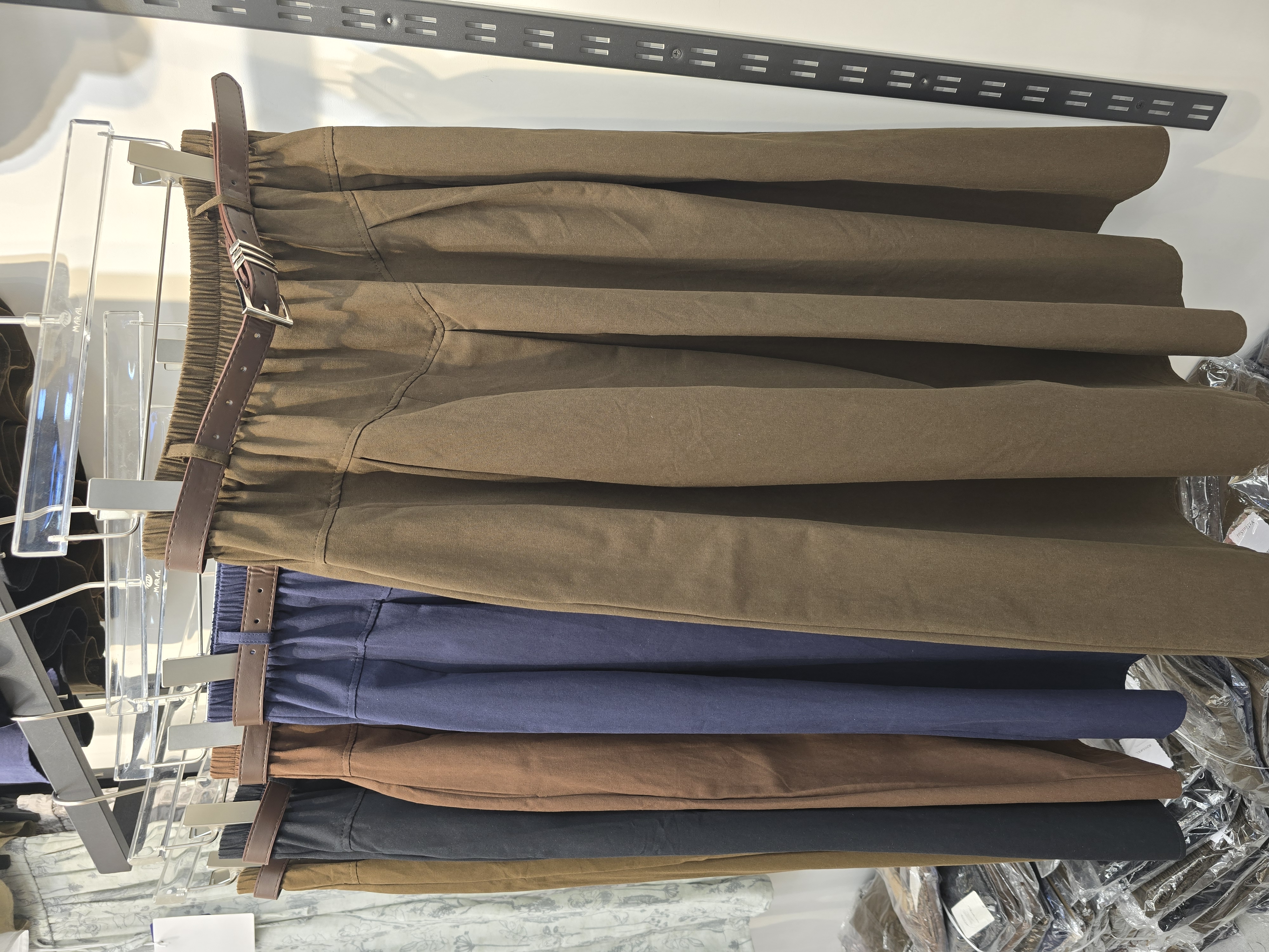 دامن کتان کمربند چرمی کد 1020